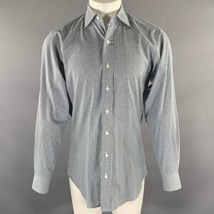 HAMILTON Size S Blue Green Plaid Cotton Spread Collar Long Sleeve Shirt